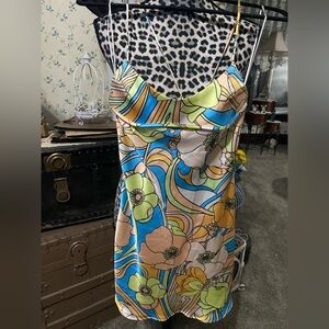Zara Floral Mini Dress - Blue, Green, Yellow